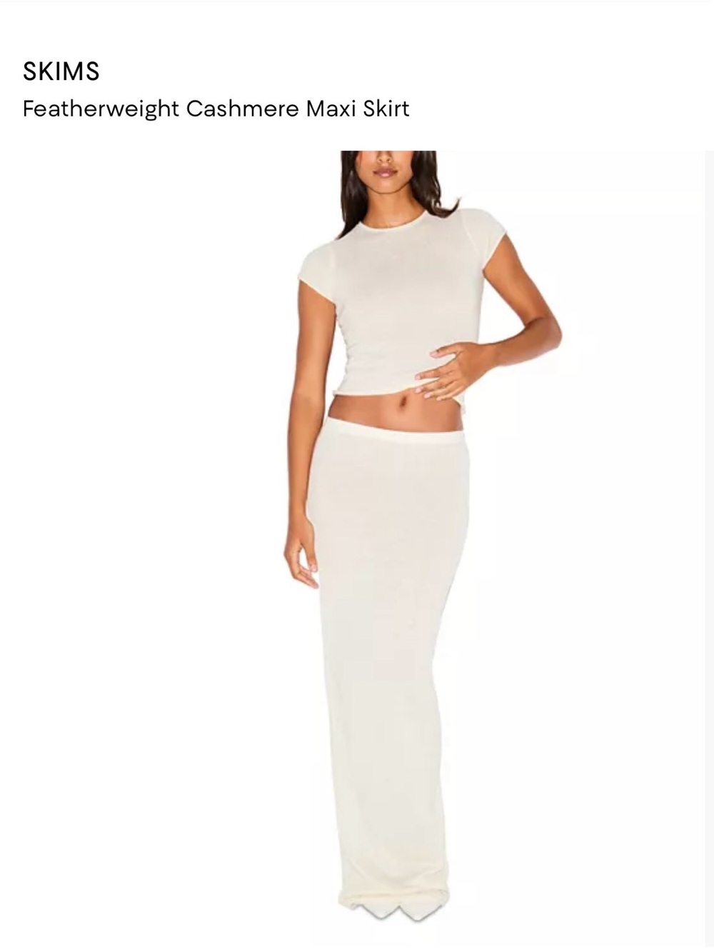 SKIMS Featherweight Cashmere Maxi Skirt — Cream Medium